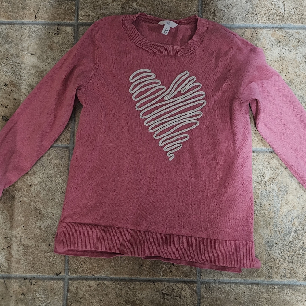 Pink Long Sleeve Sweater with White Design